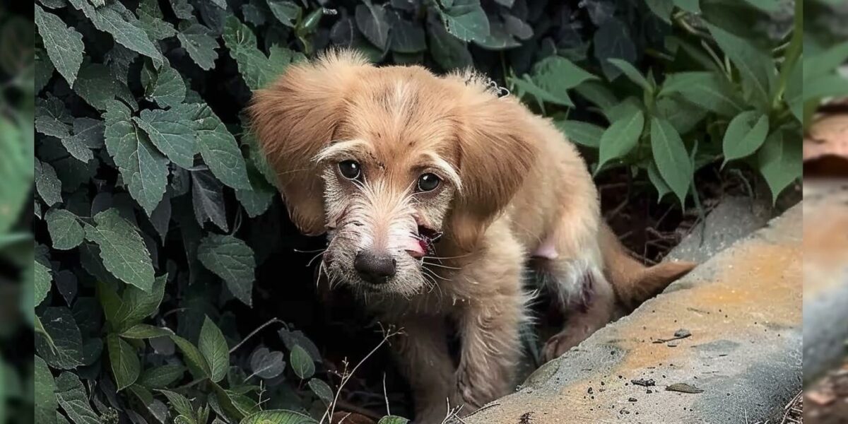 Abandoned Puppy's Desperate Plea for Help Behind the Bushes