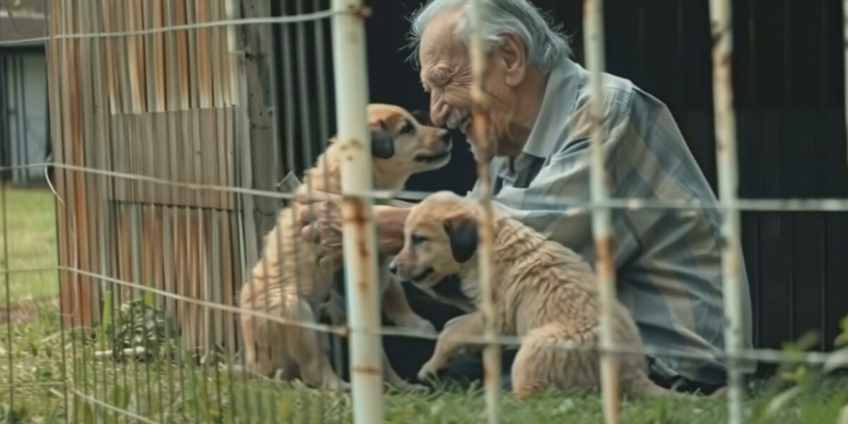 Ageless Bonds: An Elderly Man and Puppies Share Daily Delights