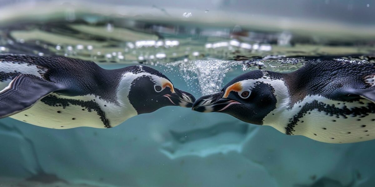 Caught in the Act: Penguins Grasp Flippers in a Display of Pure Affection