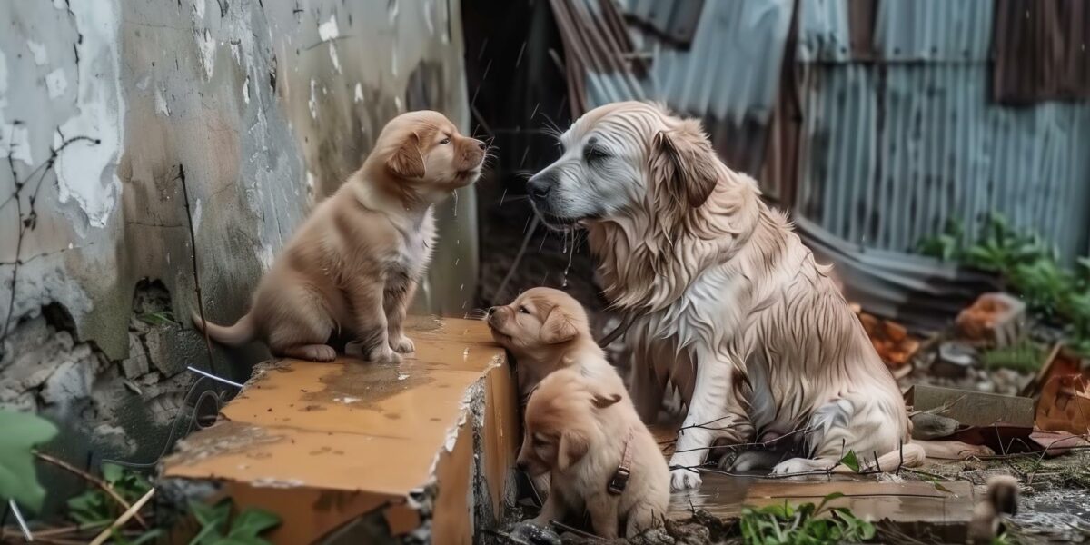 A Mother's Fight: Battling the Storm to Save Her Puppies