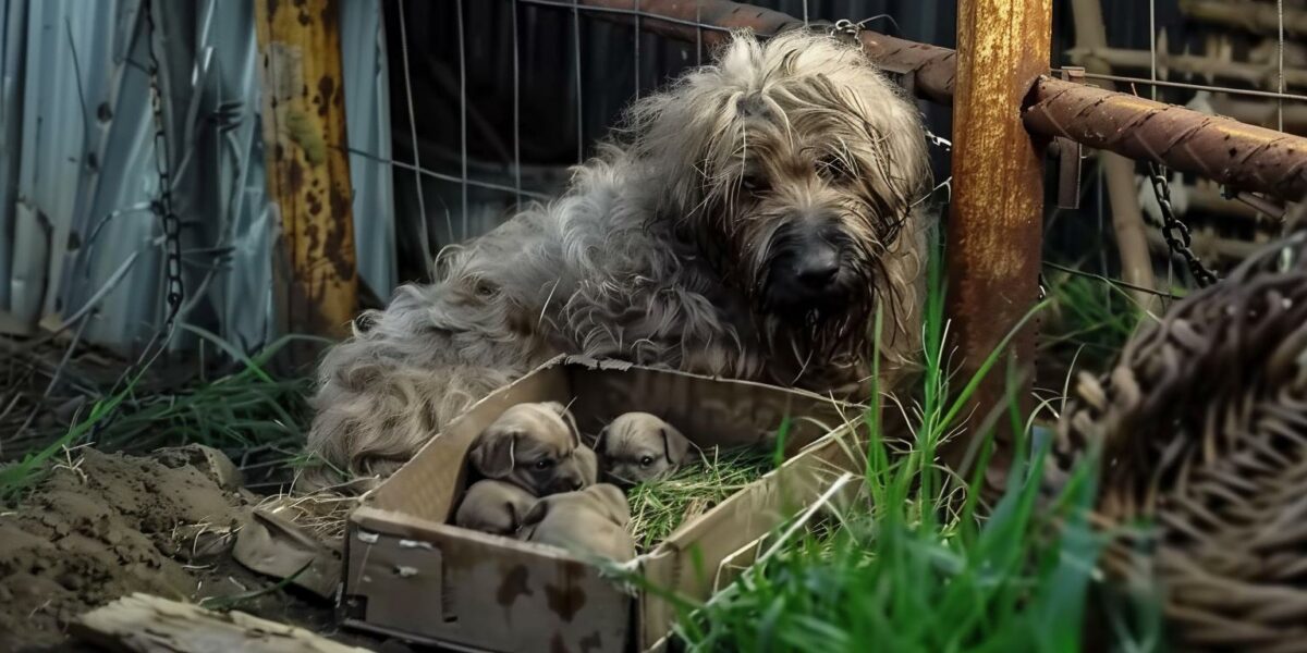 Chained Mama Dog's Desperate Fight for Her Newborns' Survival