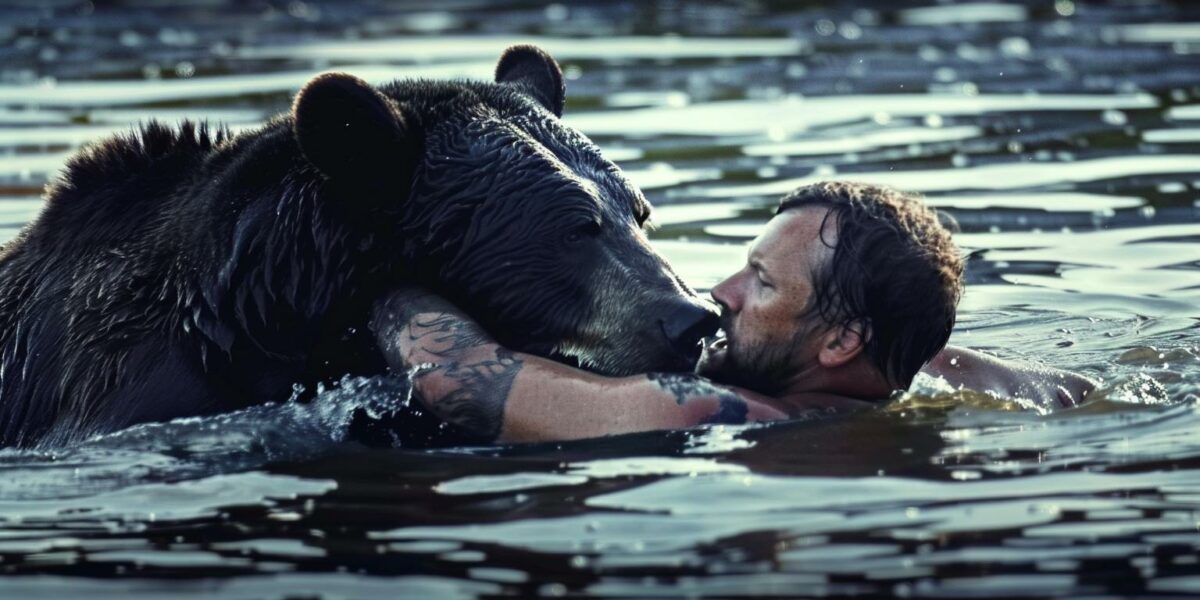 Daring Rescue: Man Swims to Save Drowning Bear!