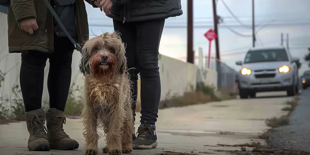 Dog Abandoned on Busy Road Finds Unlikely Heroes