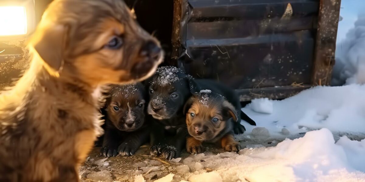 Dramatic Rescue: Puppies Cling to Life Beside Freezing Dumpster