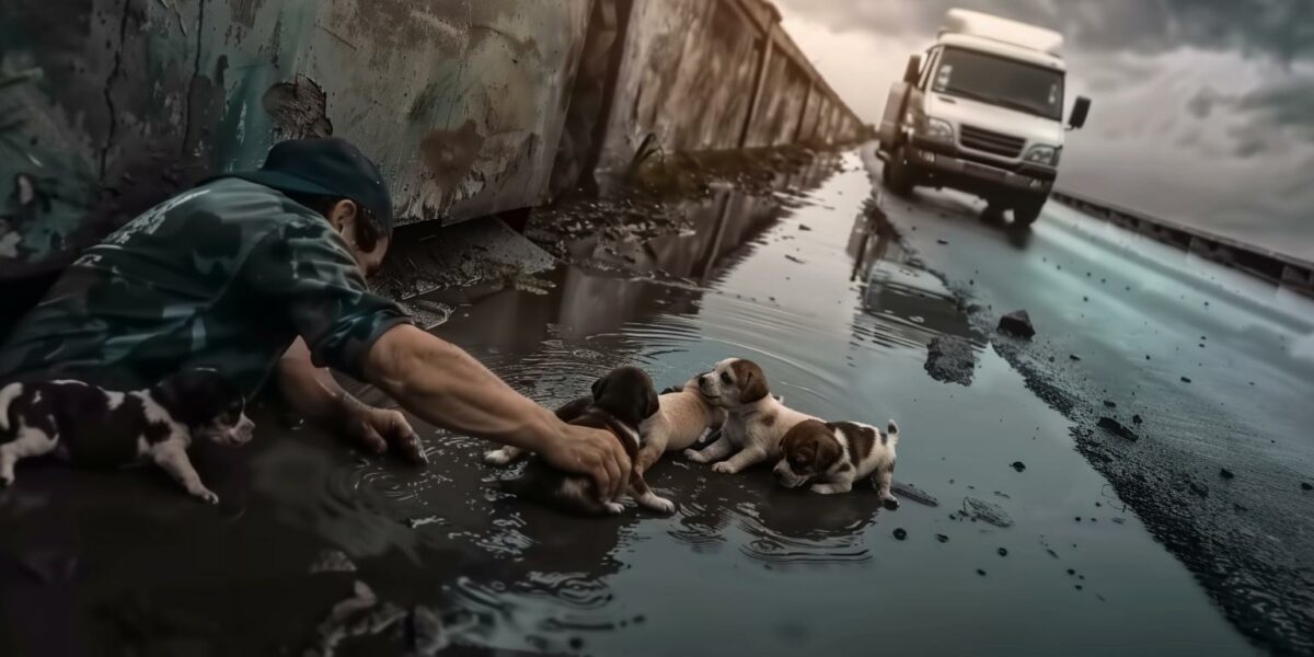 Dramatic Rescue: Truck Driver Saves Newborn Puppies in the Nick of Time!