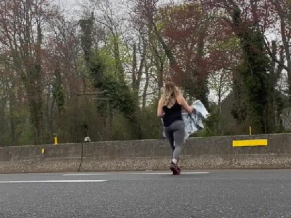 Dramatic Rescue: Woman Saves Unexpected Animal on Busy Highway!-2