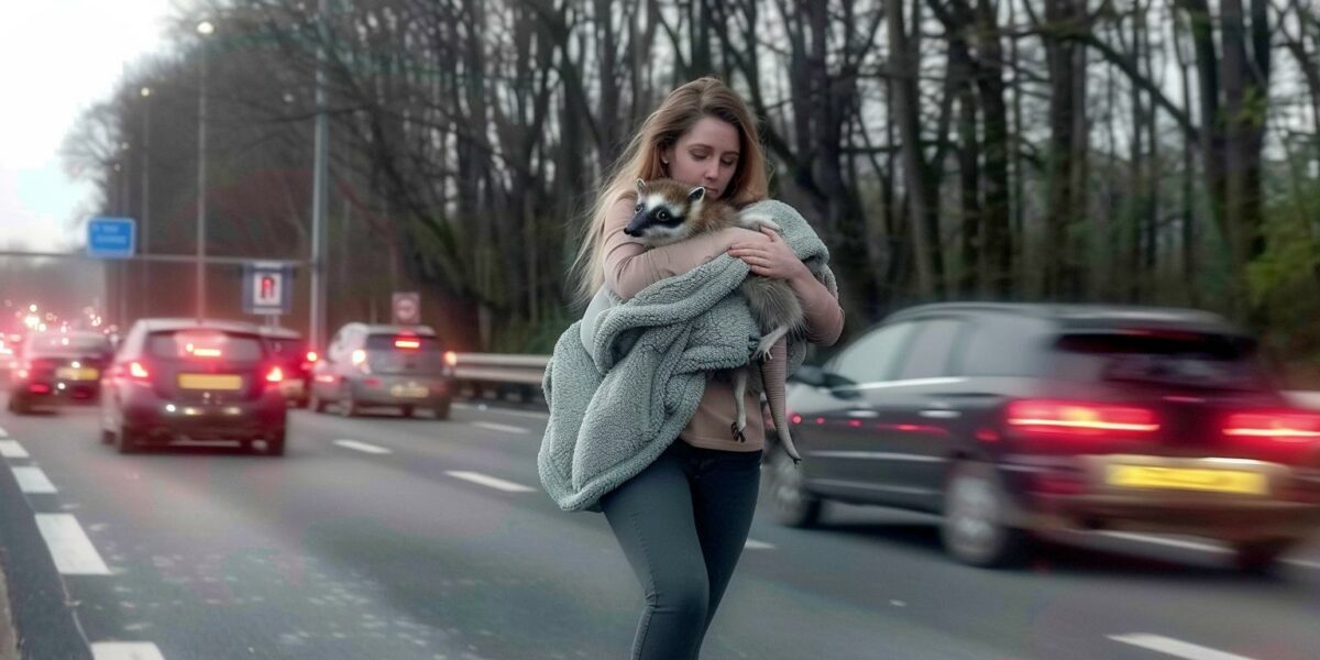 Dramatic Rescue: Woman Saves Unexpected Animal on Busy Highway!