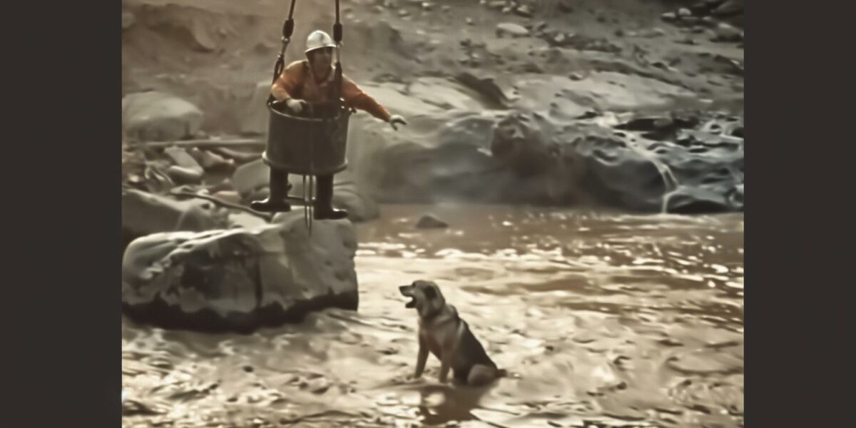 Dramatic River Rescue: Construction Workers' Daring Effort to Save a Dog's Life