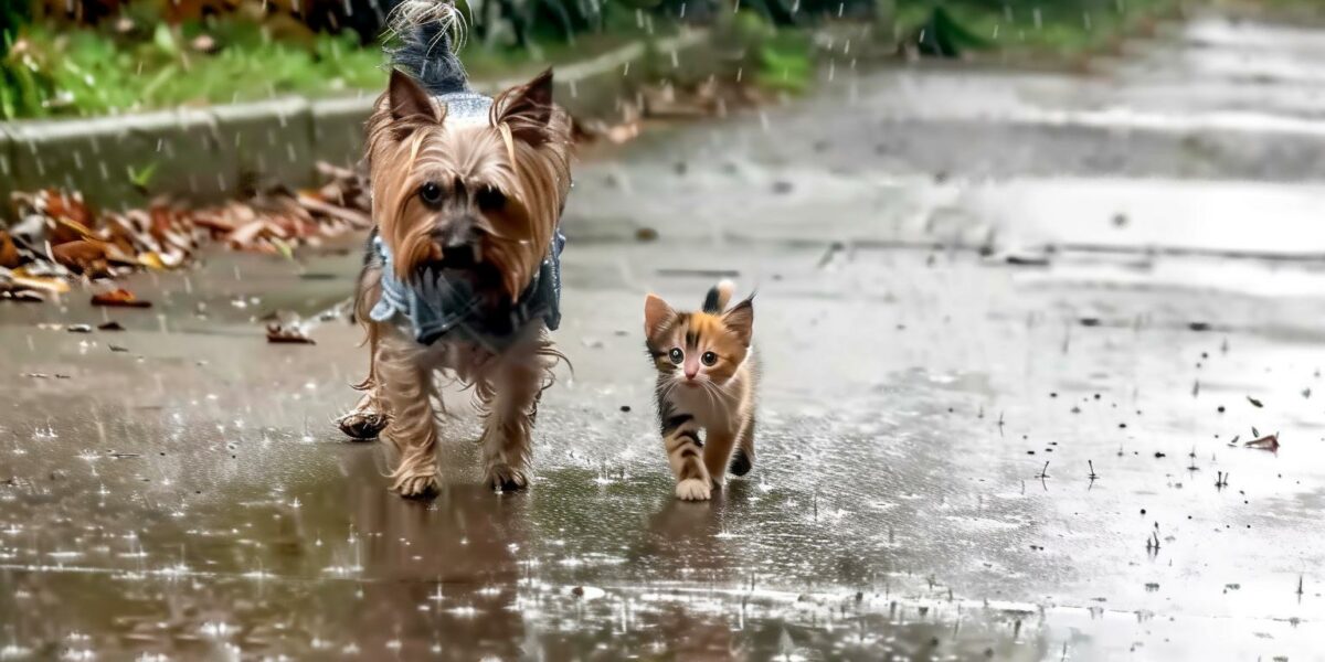 Little Stray Kitten Finds a Guardian in a Yorkie: An Unlikely Friendship Blossoms