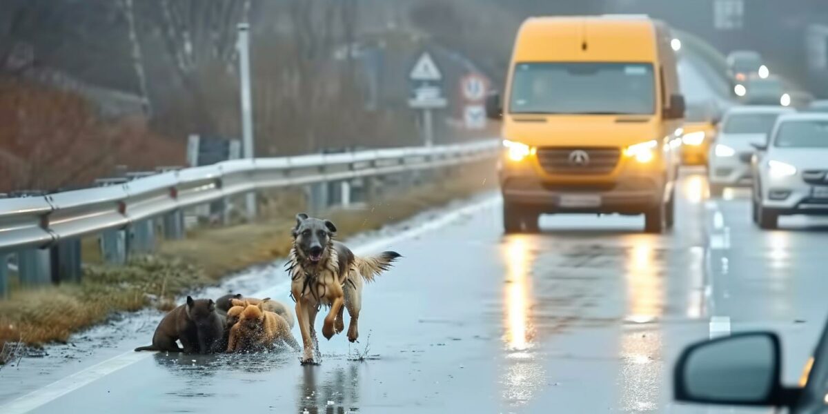 Mother Dog's Miraculous Dash Through Traffic to Save Her Pups