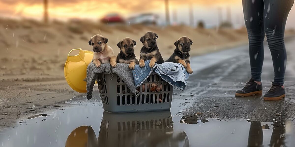 Tears and Tails: The Heartrending Rescue of Six Puppies Abandoned in a Basket