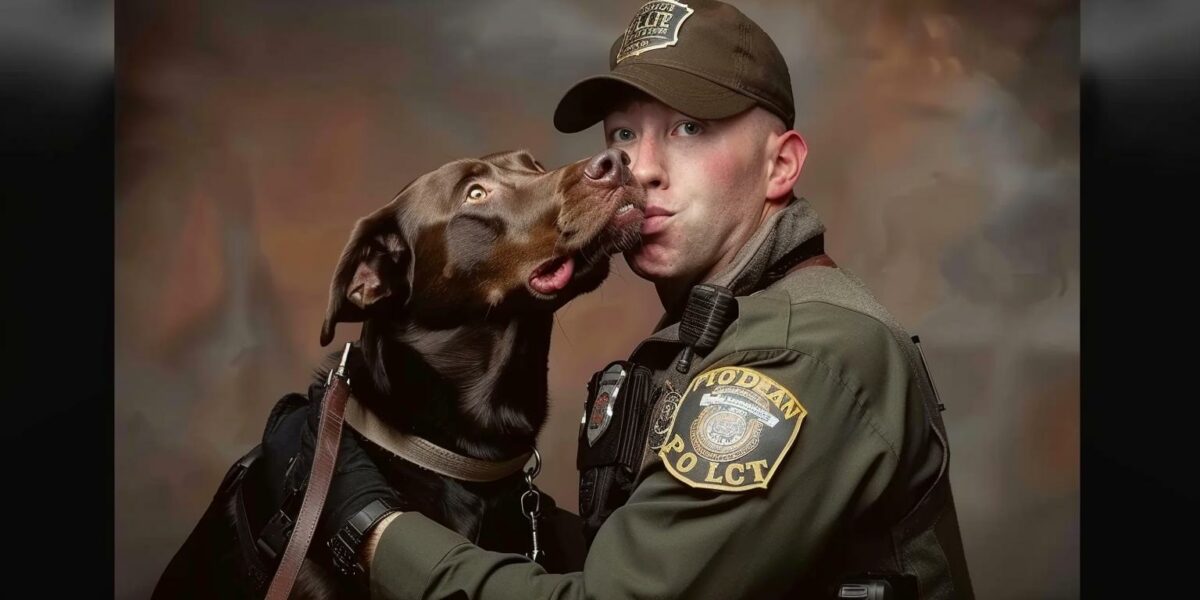 Unstoppable Affection: Police Dog Overwhelms Officer with Kisses During Photo Op