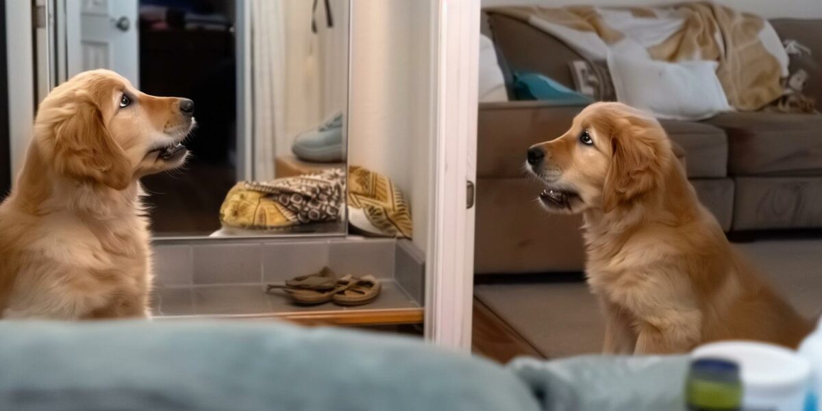 Watch as Puppy Moose Gets Totally Baffled by His Own Reflection During a Playful Game of Hide-and-Seek!