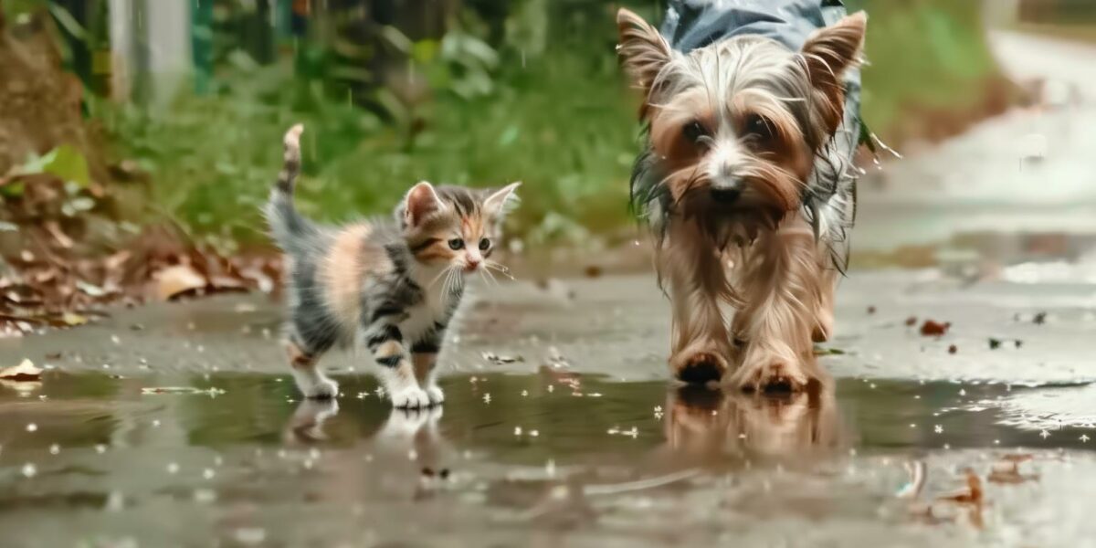 An Unlikely Friendship: Stray Kitten Follows Yorkie Home and Finds a New Family