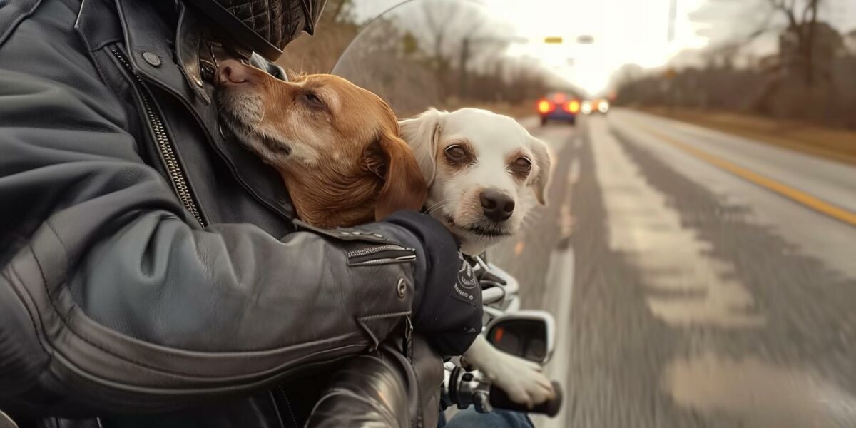 Biker's Unplanned Stop on Highway Leads to Unbreakable Bond with Abused Pup