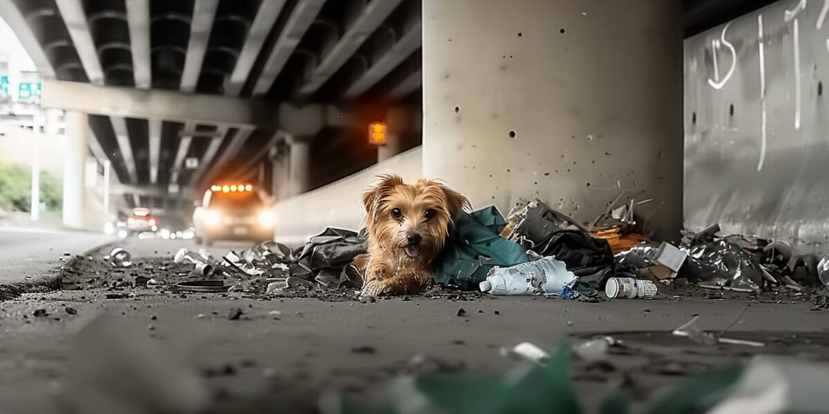 Little Pup Found in Trash Under Highway Can't Hide His Joy at Seeing Rescuers