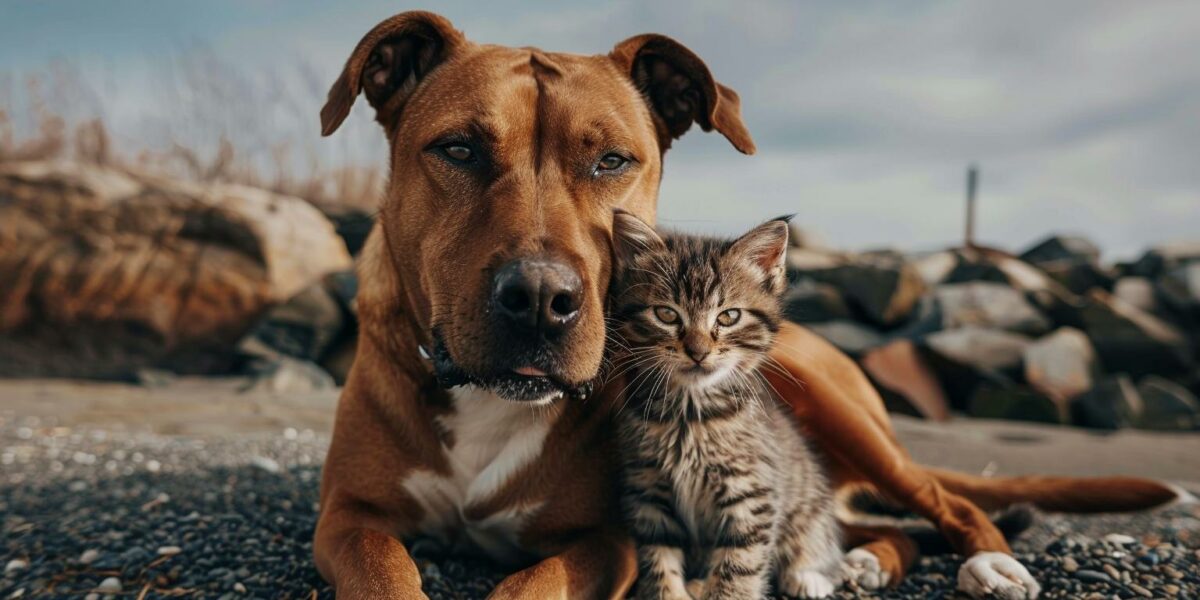 Rescue Pittie Forms Unlikely Bond with Adorable Feline Brother