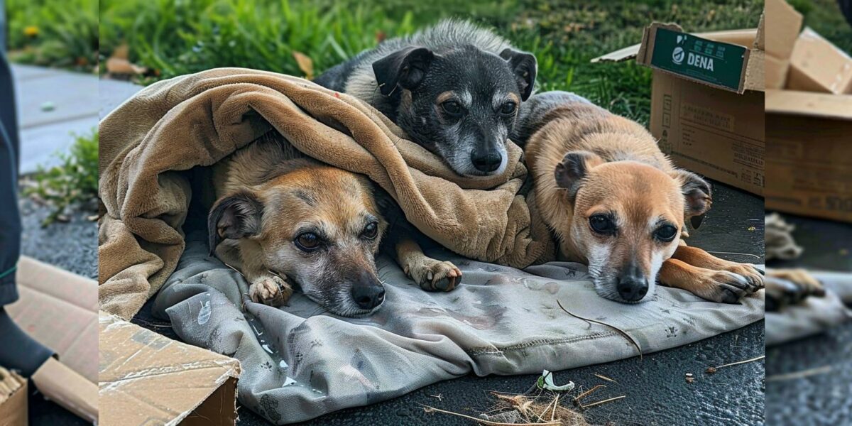 Three Abandoned Dogs Cling to Hope on a Stormy Night – A Tale of Unwavering Bond