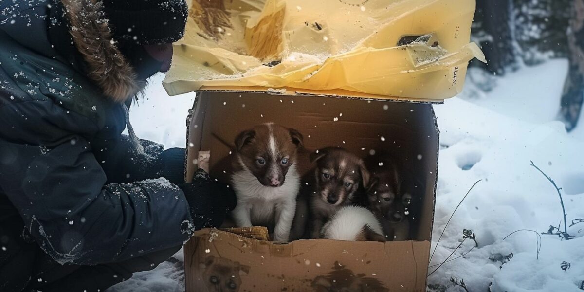 Abandoned Puppies in Snowy Forest Find Hope in Unexpected Hero