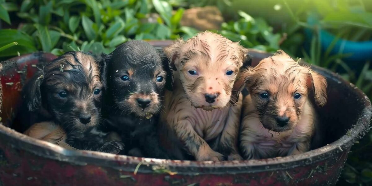 Puppies Discovered in Bucket Overcome Harrowing Start to Thrive in Loving Homes