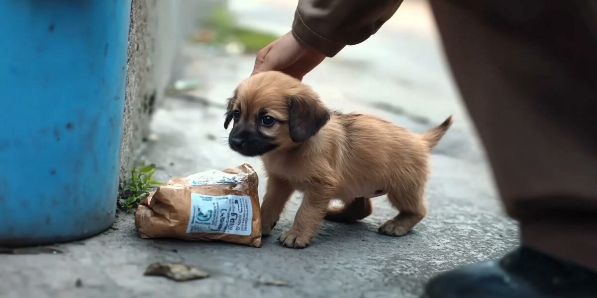 Rescuer's Tearful Discovery: Abandoned Newborn Puppy Found Next to Trash Can