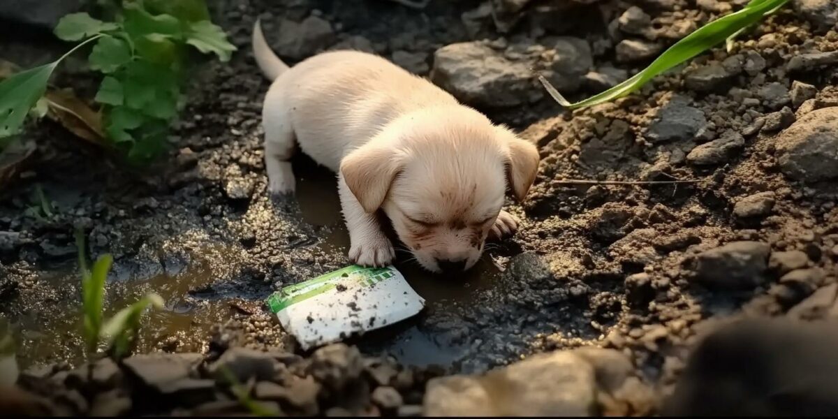 Abandoned Puppy’s Fight for Survival Along a Lonely Stream