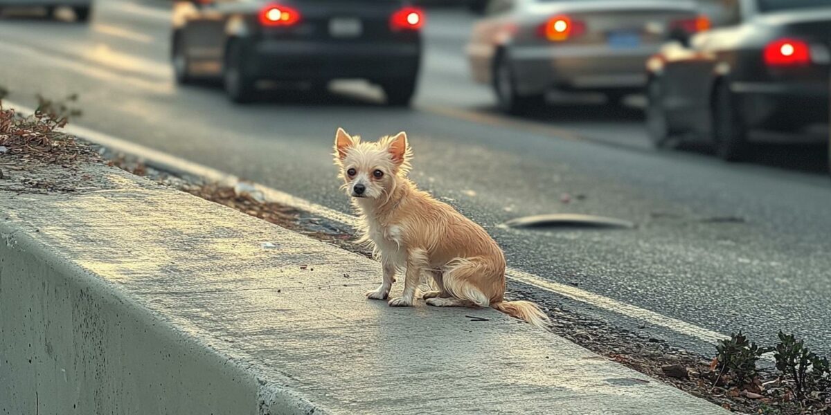 Pup's Unwavering Vigil on a Freeway: Awaiting the Return of His Lost Family