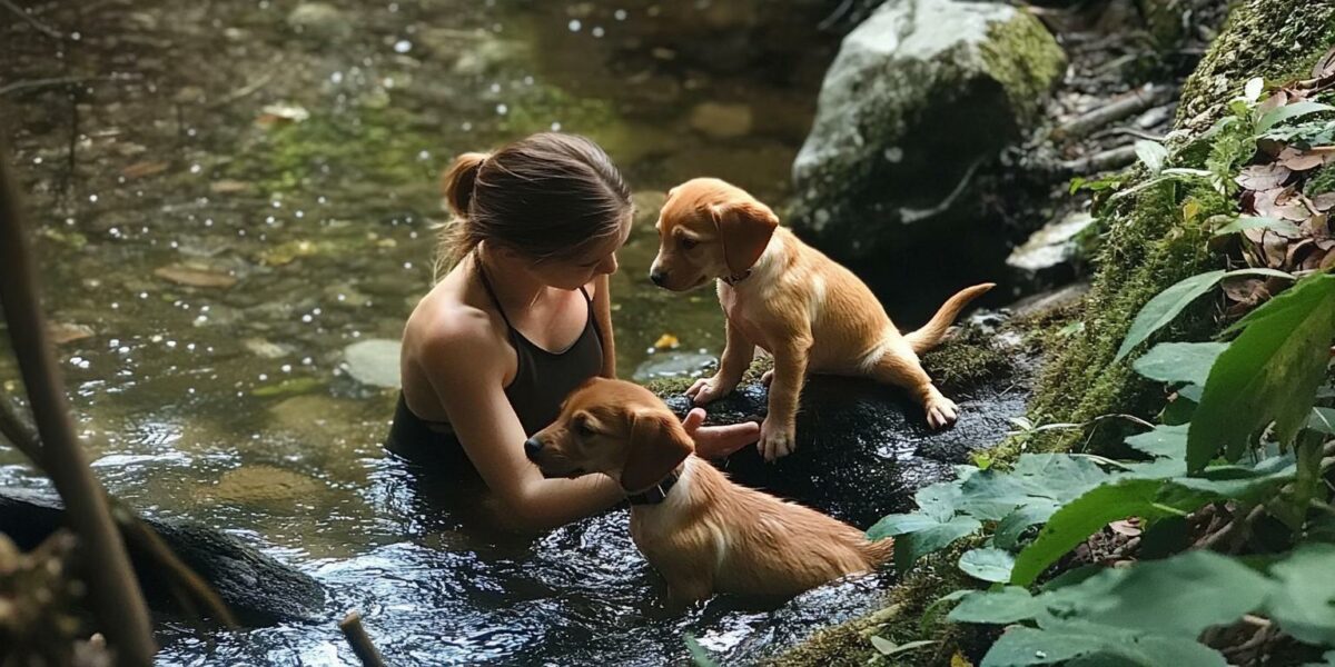 Rescuers Discover Adorable Puppies Struggling for Life by the Water