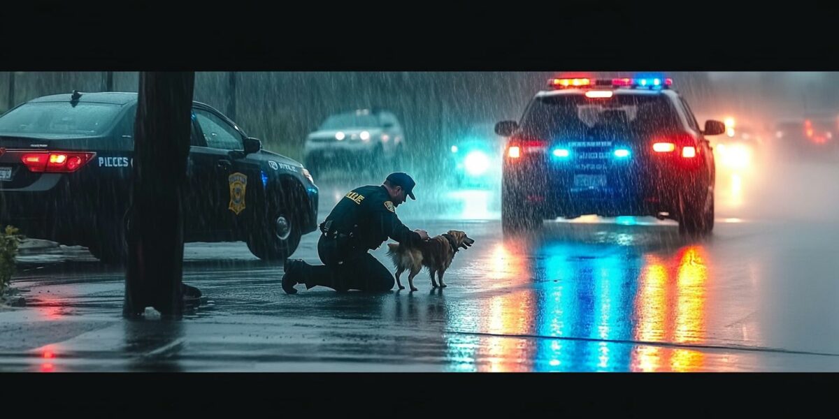 A Rainy Day Rescue: Officer's Unforgettable Act of Kindness Toward a Stray Dog