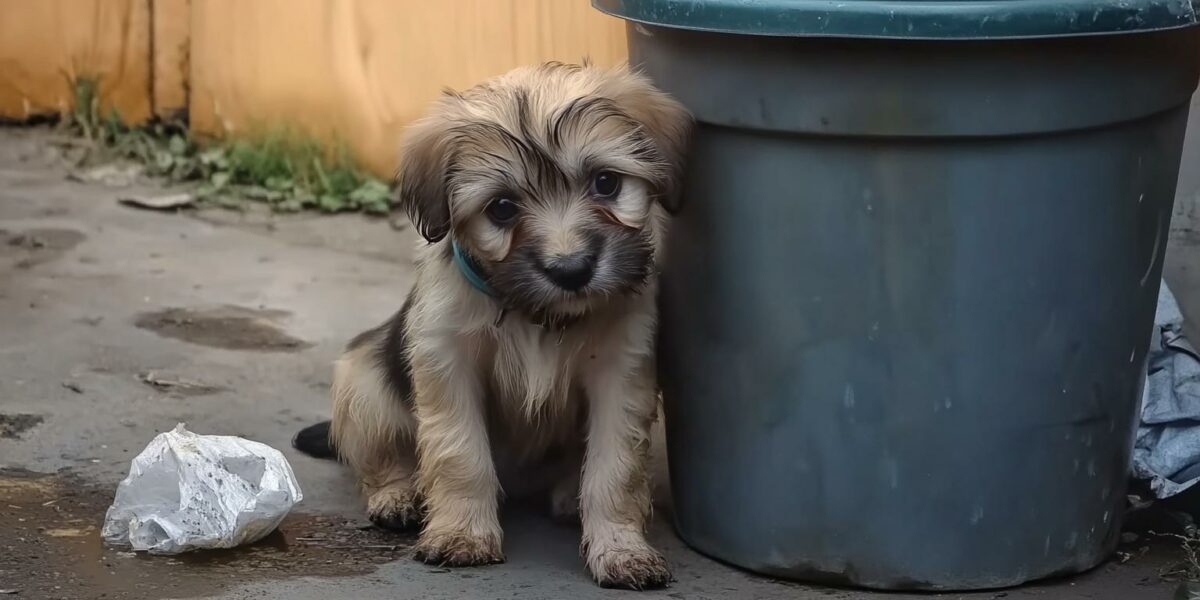 Rescued Puppy Tied To Trash Can Finds Unlikely Hero