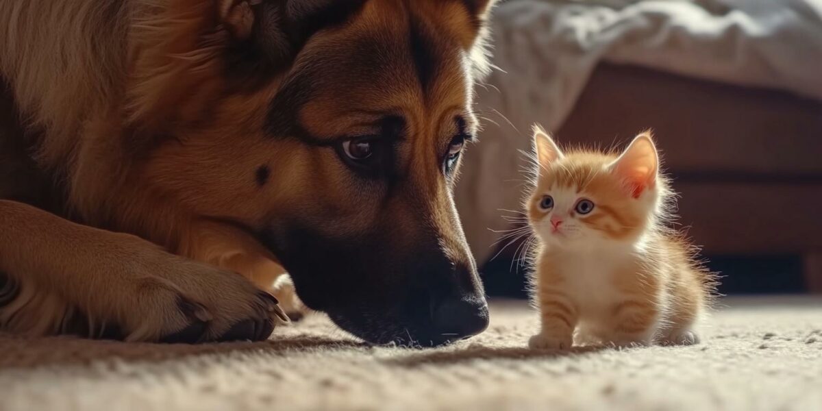 When Curiosity Meets Cuteness: A German Shepherd's Endearing Encounter With a Kitten